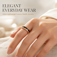 Bague Intelligente de Luxe en Acier Inoxydable Plaqué Or PVD avec Zircon Incrusté, Chiffres Romains, IP68, Compatible Android, Suivi de Santé et Fitness