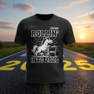 Camiseta personalizada de unicornio para el Año Nuevo 2026, camiseta divertida con nombre personalizado, adiós 2025 - Product Image 3