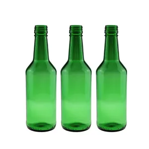 360มิลลิลิตรรอบสแควร์ Soju สุราขวดแก้วสีเขียวโรงงานขายส่ง