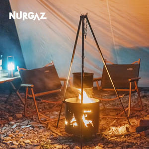 Support de réchaud de camping portable et réglable Nurgaz Outdoor Triangle Pot Stand Noir pour foyer de camp - Product Image 3