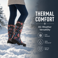 Bottes de pluie en caoutchouc naturel pour femmes, impression personnalisée, support OEM ODM, imperméables, mi-mollet, motif floral, vente en gros