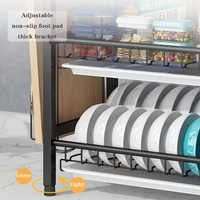Égouttoir à vaisselle en acier inoxydable, 2 niveaux, avec porte-ustensiles, support de planche à découper et égouttoir à vaisselle, pour comptoir de cuisine