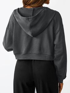 New Style Women's Crop <b>Top</b> Hoodies Custom Printed Front Logo Eco-Friendly Windproof Customized Color Premium Quality OEM Service - Product Image 3