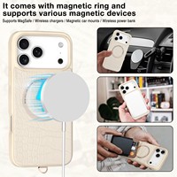 Étui de téléphone personnalisé pour iPhone 18 Pro Max en cuir microfibre avec protection antivol RFID et porte-cartes en métal à bandoulière