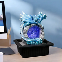 Personnalisé Bleu Polyrésine Dragon Fontaine Nautique Mignon 3D LED-Lit Mythique Créature Sculpture Décor À La Maison Souvenir Artistique Peint