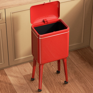 Tall Portable Trash Can With Lid Rectangular Indoor Use For Kitchen And Living Room High Capacity No Bending Required - Product Image 2