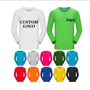 เสื้อยืดแขนยาวผ้าโพลีเอสเตอร์แบบแห้งพอดีตัวเสื้อยืดคอลูกเรือพิมพ์ลายปักเปล่าโลโก้ตามสั่ง - Product Image 1