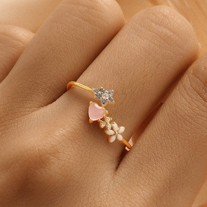 Anillo Ajustable ROXI de Plata de Ley 925 con Circonita Marquise y Flores Coloridas, Diseño Nuevo de Verano para Mujer - Product Image 6