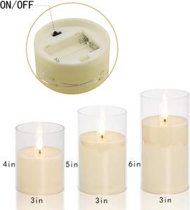 Bougie sans flamme en paraffine de verre, bougie LED scintillante, bougie LED sans fumée, vente chaude pour la décoration de la maison, fournitures de fête - Product Image 2