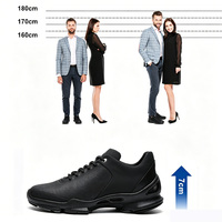 Vente en gros usine Baskets mode pour hommes respirantes souples sport décontracté rehaussantes de 7 cm en cuir de vachette et microfibre