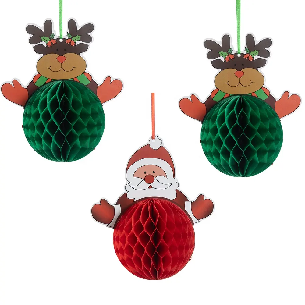 Christmas Snowman Honeycomb Pendant Tree Hanging Decoration Honeycomb Ball Paper Personalized Custom Christmas Ornament Luxury