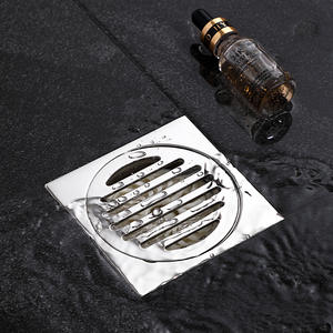 مصفاة أرضية مربعة مضادة للروائح من YOTO، غطاء شبكي قابل للتركيب في البلاط، مصفاة حمام نحاسية بتشطيب مصقول - Product Image 3