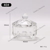 Pot en verre professionnel pour embellissement des ongles, avec couvercle en cristal en forme de cœur, pour mélanger poudres acryliques et liquides, usage en salon