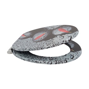 Asiento de inodoro redondo de MDF con estampado floral de mármol, cierre suave, bisagra de aleación de zinc con diseño de flor de ciruelo, liberación rápida, <span class=keywords><strong>tapa</strong></span> de inodoro para baño. - Product Image 5