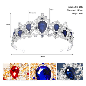 Diadema <span class=keywords><strong>de</strong></span> Cristal <span class=keywords><strong>de</strong></span> Lujo con Coronas <span class=keywords><strong>de</strong></span> Aleación Coloridas y Pedrería, Corona Nupcial para Boda, Tiara <span class=keywords><strong>de</strong></span> Princesa Hecha a Mano, Venta al por Mayor - Product Image 6