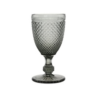 Vente d'usine gobelets bleus 8oz tasses à eau en verre verrerie colorée conception de diamant rond boire verres à vin de mariage gobelets