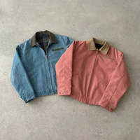Vente en gros veste en jean unisexe Detroit J97 pour hommes poids lourd délavé 100% coton vieilli style fermeture éclair coupe ample automne