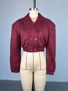 Nuova Giacca Corta Primaverile 2026 Stile Harajuku Rosso Vino con Scollo a V, Doppiopetto, Maniche Lunghe, <span class=keywords><strong>Chic</strong></span> Y2k <span class=keywords><strong>Abbigliamento</strong></span> Femminile - Product Image 3
