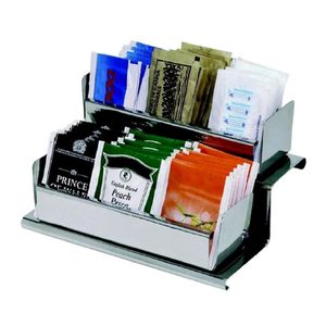 Portasacchetti a 2 livelli 18x18x12 cm, dispenser organizer in acciaio inossidabile per la conservazione di tè e cialde di caffè - Product Image 1