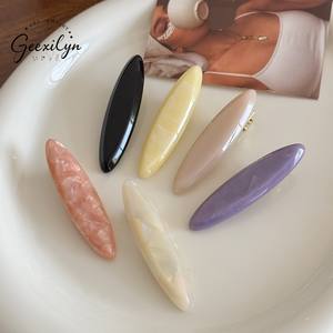 Pinza de Pelo China Simple Hecha a Mano de Acetato para <span class=keywords><strong>Mujer</strong></span>, Diseño Geométrico/Ovalado de 6.3cm para Flequillo y <span class=keywords><strong>Cabello</strong></span> Rebelde, de Alta Calidad - Product Image 1