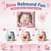 Jouet Squishy Chat Blanc Mignon en Forme de Cœur, Patte Avant Enveloppant un Cœur 3D, Rebond Lent, Anti-Stress