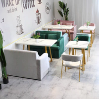 Table de café en velours moderne et ensemble de chaises en cuir café restaurant mobilier commercial canapé banquette siège