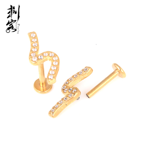 316L thép phẫu thuật nội bộ ren labret với CZ lát sóng hàng đầu - Product Image 1