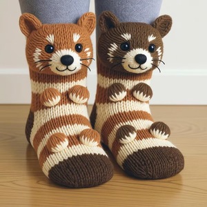Nouvelles chaussettes transfrontalières pour animaux ours Chaussettes de sol tricotées Halloween Chaudes Mignonnes Automne Hiver Super Douces en peluche Soulagement du stress Unisexe - Product Image 3