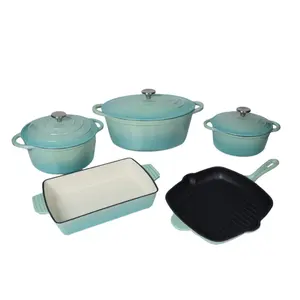 Cast Iron Cookware Set 5pcs Enamel Coating Box Packing Color Cooking Enamel Cookware