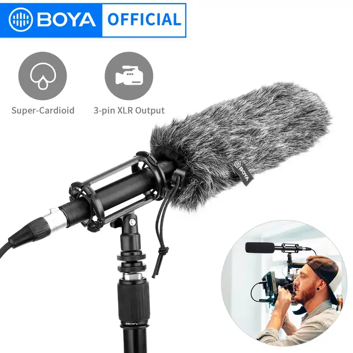 BOYA BY-BM6060 Shotgun Microphone With Shock Mount - Super-Cardioid Condenser Mic For Camera, DSLR, Video Interview