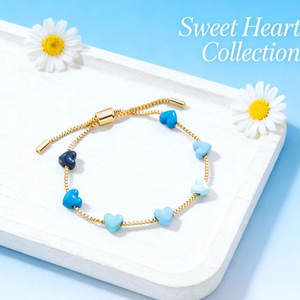 Pulsera y Brazalete de Acero Inoxidable 316L Resistente al Agua y al Deslustre, Chapado en Oro de 14K y 18K, con Corazón, para Chicas - Product Image 4