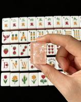 Jeu de Mahjong Américain de Luxe Peint à la Main, Thème Fraise, 166 Tuiles en Acrylique Écologique, Emballage Boîte Carton, 4 Joueurs