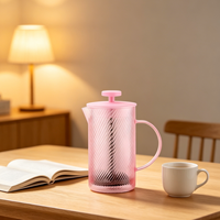 Alat Kopi Hotel Rumahan Kustom French Press Minimalis Jade Glass Coffee Press Filter Pembuat Kopi