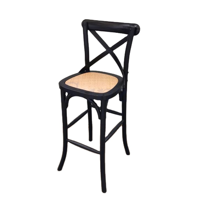 Античный деревенский деревянный стул с перекрестной спинкой