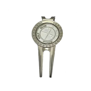 Silber/Nickel Magnetic Golf Divot Tool Ball Marker kunden spezifisches Divot-Werkzeug mit Rücken clip