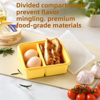 Conteneur alimentaire en silicone à 2 compartiments, anti-fuite, pour réfrigérateur et congélateur, idéal pour la préparation des repas – Vente directe usine