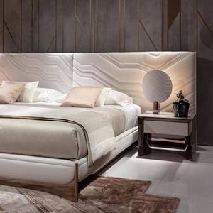 Juego de Muebles de Dormitorio Modernos de Lujo, Cama King Size con Cabecera Grande, Mesita de Noche de Diseño para Villa, Solución Integral para Suite Principal - Product Image 3
