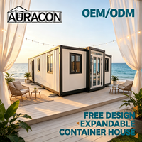 Maison conteneur modulaire préfabriquée de 30 pieds à double aile extensible de style européen pour la construction d'hôtels de luxe, structure en acier portable
