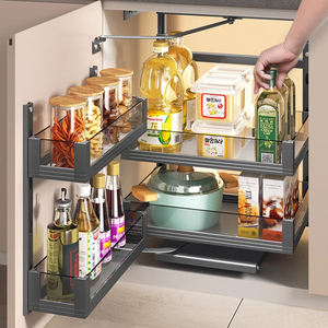 स्मार्ट पैंट्री अलमारी एल्यूमीनियम ग्लास बाहर भंडारण शेल्फ उपलब्ध छोटे पेंट्री आयोजक - Product Image 6