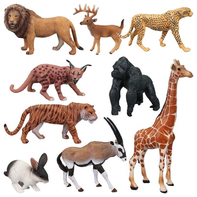 Hot PVC Simulation Solid Plastic Model Lion Giraffe Wild Animal Toys Animal Figures Figurines