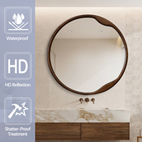 Espejo Redondo de Madera con LED Inteligente Antivaho, Espejo de Baño de Diseño, Espejo Sanitario IP44 CE RoHS