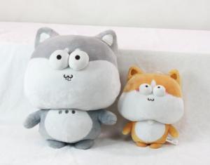 OEM/ODM Peluche de <span class=keywords><strong>chien</strong></span> gris de 8 pouces Visage potelé mignon avec yeux de poisson rouge Machine à griffes Jouets en peluche remplis de coton PP - Product Image 1