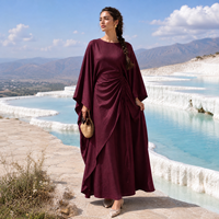 Ensemble Abaya 2 pièces MEXIZO 2026 : Abaya à manches chauve-souris avec cordon de serrage et haut long élastique avec pantalon – Tenue modeste pour femmes musulmanes, style Dubaï Kaftan