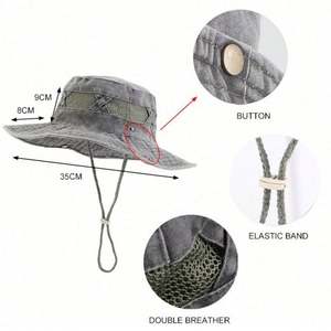 Chapeau Bob Rétro en Coton Lavé Respirant avec Logo Personnalisé, Sangle Élastique, pour Activités de Plein Air, Pêche, Randonnée, Escalade, Femme et Homme, Vente en Gros - Product Image 4