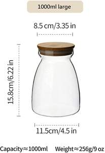 กระป๋องแก้วใสใส่อาหารพร้อมฝาไม้ไผ่สุญญากาศขวดแก้วใสสำหรับกาแฟเสิร์ฟชาแป้งน้ำตาลขนม<span class=keywords><strong>คุกกี้</strong></span> - Product Image 6