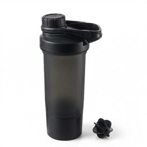 <strong>Cheap</strong> Promotional 500ml Gym Shaker Bottle 2-in-1 BPA Free Plastic <strong>Protein</strong> Mix Bottle With Powder Box Colorful Giveaway Gift - Product Image 3
