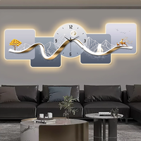 Horloge murale numérique de luxe moderne Trustek, impression numérique, lumière LED, étanche, écologique, taille personnalisée, cadre en bois, décoration intérieure