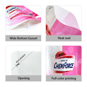 Sachet Doypack personnalisé avec logo pour lessive en poudre, emballage thermoscellable, en PE blanc - Product Image 3