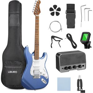 Kit de Guitarra Eléctrica LEKATO de 39 Pulgadas, Cuerpo Sólido, HSS, para Principiantes, con Mini Amplificador de 5w y Funda - Product Image 1