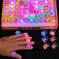 Cincin Halloween Bercahaya, Lampu Jari Berkedip, Gelang Kalung Anak LED Kepala Labu Hantu Natal